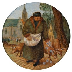 Фламандские пословицы - Богатый человек, бросающий розы перед свиньей - Модульная картины, Репродукции, Декоративные панно, Декор стен