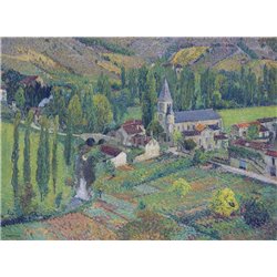Церковь, школа и мост в Лабастид-дю-Вер - Модульная картины, Репродукции, Декоративные панно, Декор стен