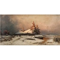 Хижина в зимних сумерках