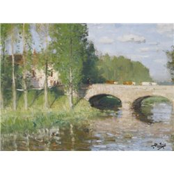 Тополя у моста - Модульная картины, Репродукции, Декоративные панно, Декор стен