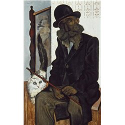 Старик с котом - Модульная картины, Репродукции, Декоративные панно, Декор стен