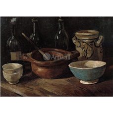 Картина на холсте по фото Модульные картины Печать портретов на холсте Натюрморт с тремя бутылками и керамикой