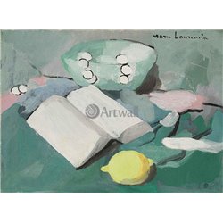 Натюрморт с книгой, лимоном и жемчугом - Модульная картины, Репродукции, Декоративные панно, Декор стен