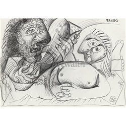 Мужчина с гитарой и лежащая обнаженная - Модульная картины, Репродукции, Декоративные панно, Декор стен