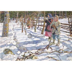 Молодые загонщики на охоте на медведя - Модульная картины, Репродукции, Декоративные панно, Декор стен