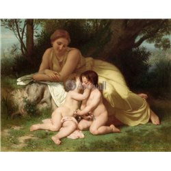 Молодая женщина, глядящая на детей - Модульная картины, Репродукции, Декоративные панно, Декор стен