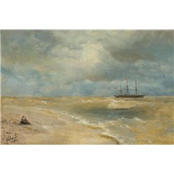 Морской пейзаж с кораблем - Модульная картины, Репродукции, Декоративные панно, Декор стен