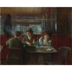Игра в трик-трак в кафе - Модульная картины, Репродукции, Декоративные панно, Декор стен