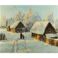 Портреты картины репродукции на заказ - Зимняя деревня