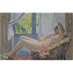 женщина в кресле - Модульная картины, Репродукции, Декоративные панно, Декор стен