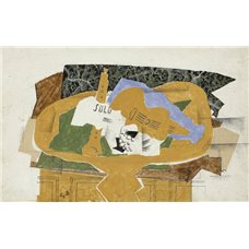 Картина на холсте по фото Модульные картины Печать портретов на холсте Желтый журнальный столик с кларнетом и гитарой