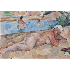 Картина на холсте по фото Модульные картины Печать портретов на холсте Женщина на берегу реки