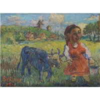 Портреты картины репродукции на заказ - Женщина с коровой