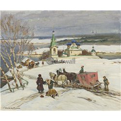 Деревня зимой - Модульная картины, Репродукции, Декоративные панно, Декор стен