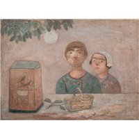 Портреты картины репродукции на заказ - Дети перед клеткой с птичками