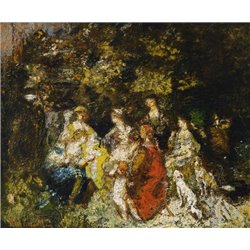 Декамерон, женщина, играющая на пианино - Модульная картины, Репродукции, Декоративные панно, Декор стен