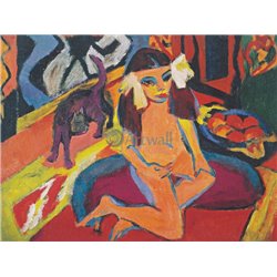 Девочка с кошкой - Модульная картины, Репродукции, Декоративные панно, Декор стен