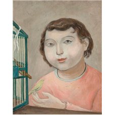 Картина на холсте по фото Модульные картины Печать портретов на холсте Девочка с канарейкой