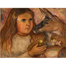 Картина на холсте по фото Модульные картины Печать портретов на холсте Девочка и коза