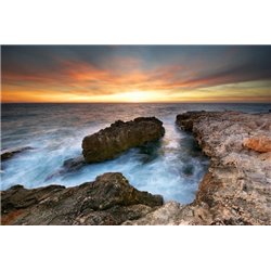 Море на фоне заката - Фотообои Море|побережье - Модульная картины, Репродукции, Декоративные панно, Декор стен