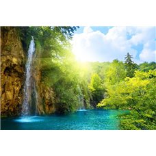 Картина на холсте по фото Модульные картины Печать портретов на холсте Водопад в горах - Фотообои водопады