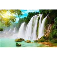 Портреты картины репродукции на заказ - Бурлящий водопад в лесу - Фотообои водопады