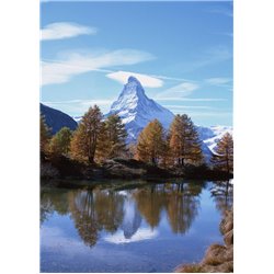 Озеро деревья и гора - Фотообои горы - Модульная картины, Репродукции, Декоративные панно, Декор стен