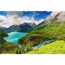Озеро облака и горы - Фотообои горы - Модульная картины, Репродукции, Декоративные панно, Декор стен