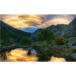Закат над горами - Фотообои горы - Модульная картины, Репродукции, Декоративные панно, Декор стен