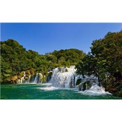Водопад в зеленом лесу - Фотообои водопады - Модульная картины, Репродукции, Декоративные панно, Декор стен