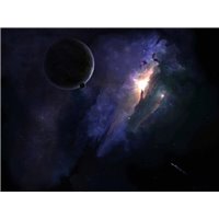 Планета и спутник - Фотообои Космос