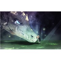 Портреты картины репродукции на заказ - Дракон и мальчик - 3D фотообои|3D фигуры