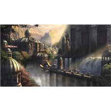 Картина на холсте по фото Модульные картины Печать портретов на холсте Река возле здания - Фэнтези