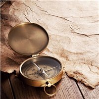 Портреты картины репродукции на заказ - Старинный пергамент и компас - Фотообои винтаж