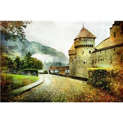 Дорога мимо замка - Фотообои Замки - Модульная картины, Репродукции, Декоративные панно, Декор стен