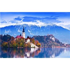 Картина на холсте по фото Модульные картины Печать портретов на холсте Замок у озера - Фотообои Замки