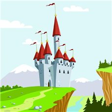 Картина на холсте по фото Модульные картины Печать портретов на холсте Замок на обрыве - Фотообои детские|для девочки