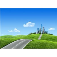 Портреты картины репродукции на заказ - Дорога к городу - Фотообои Современный город