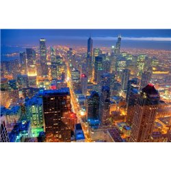 Ночной Чикаго - Фотообои Современный город|Чикаго - Модульная картины, Репродукции, Декоративные панно, Декор стен