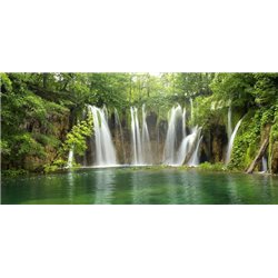 Водопад над озером - Фотообои природа - Модульная картины, Репродукции, Декоративные панно, Декор стен