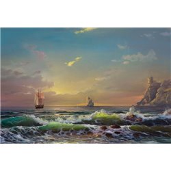 Корабль в море - Фотообои Арт - Модульная картины, Репродукции, Декоративные панно, Декор стен