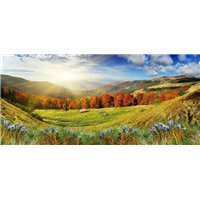 Портреты картины репродукции на заказ - Солнце над горами - Фотообои природа|поля