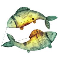 Портреты картины репродукции на заказ - Две рыбы - Фотообои Арт
