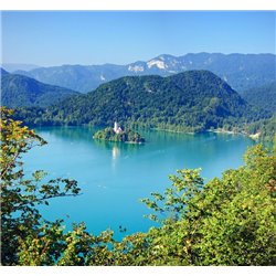 Озеро - вид сверху - Фотообои горы - Модульная картины, Репродукции, Декоративные панно, Декор стен