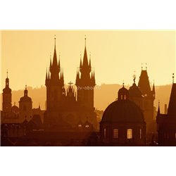Город на рассвете - Черно-белые фотообои - Модульная картины, Репродукции, Декоративные панно, Декор стен