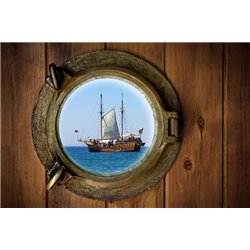 Вид на море из иллюминатора - Вид из окна - Модульная картины, Репродукции, Декоративные панно, Декор стен
