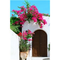 Картина на холсте по фото Модульные картины Печать портретов на холсте Цветы у входа - Фотообои Старый город|Греция