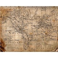 Портреты картины репродукции на заказ - Старинная карта мира - Фотообои винтаж