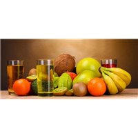 Портреты картины репродукции на заказ - Стаканы с соком и фрукты - Фотообои Еда и напитки|фрукты и ягоды