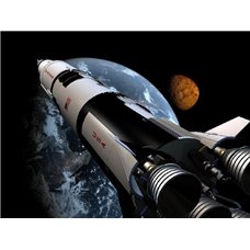 Картина на холсте по фото Модульные картины Печать портретов на холсте Космический корабль и Земля - Фотообои Космос|Земля